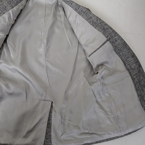 90's Tweed Blazer Oversized Structured Tailored Collar Boxy Vintage Lined - Picture 9 of 12